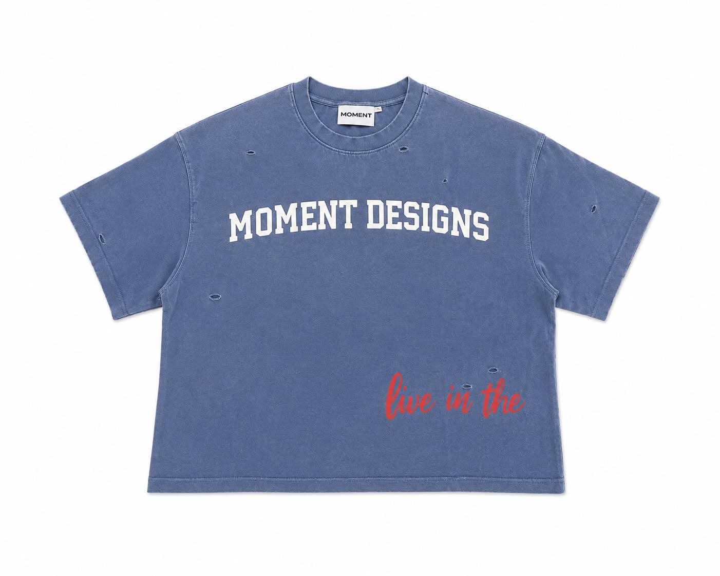 Moment Acid Washed Distressed Tee – Light Blue
