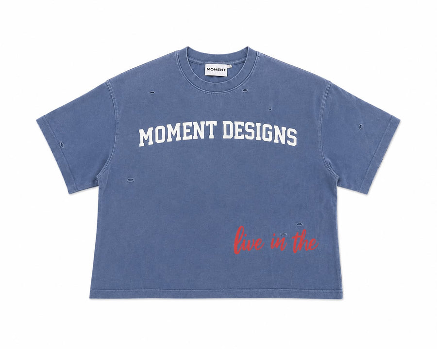 Moment Acid Washed Distressed Tee – Light Blue