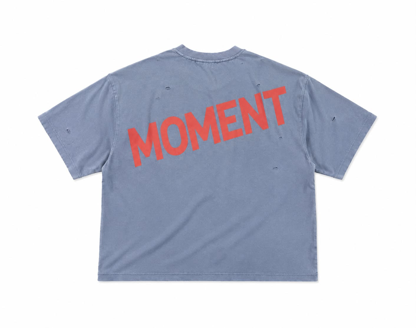 Moment Acid Washed Distressed Tee – Light Blue