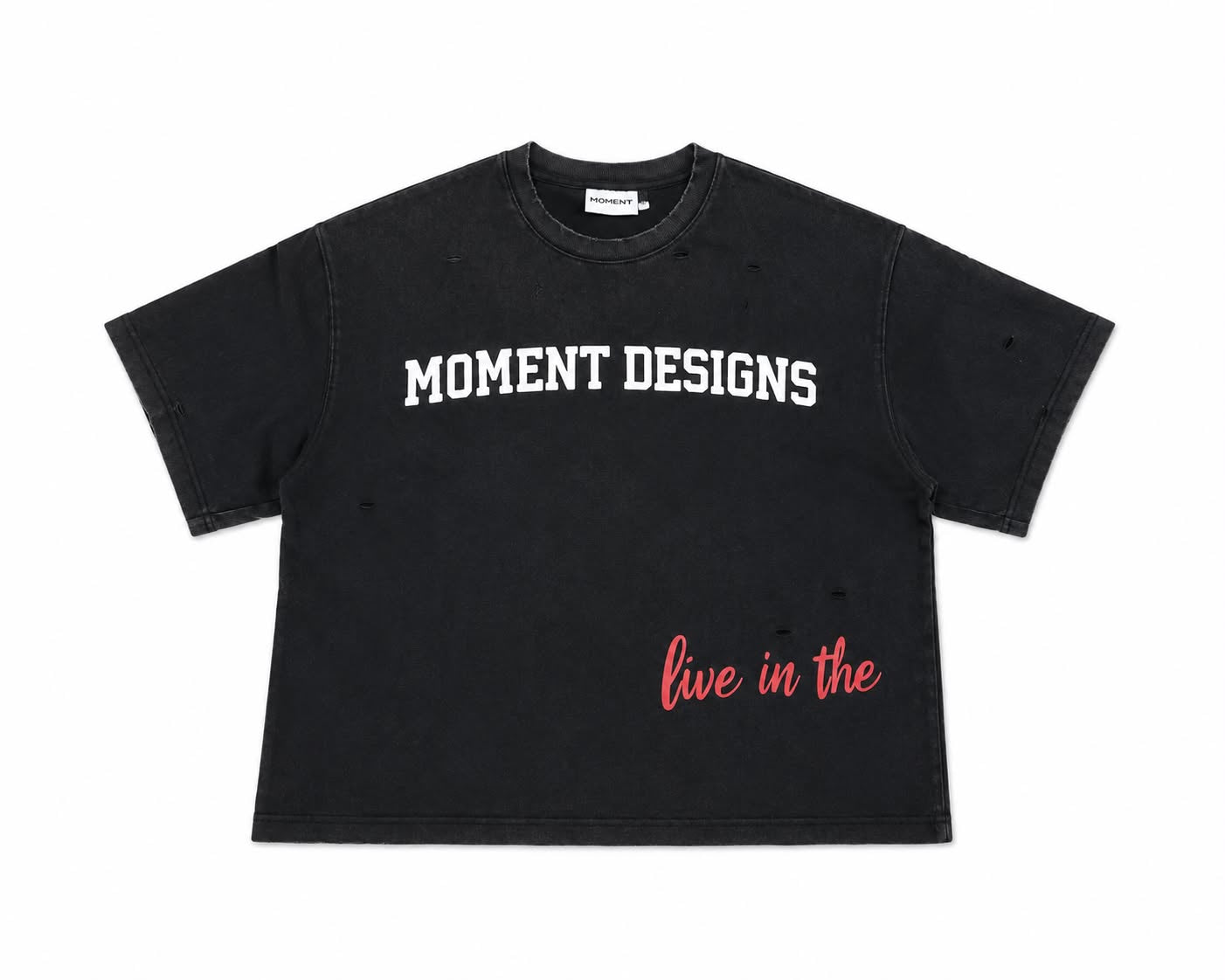 Moment Acid Washed Distressed Tee – Charcoal Black
