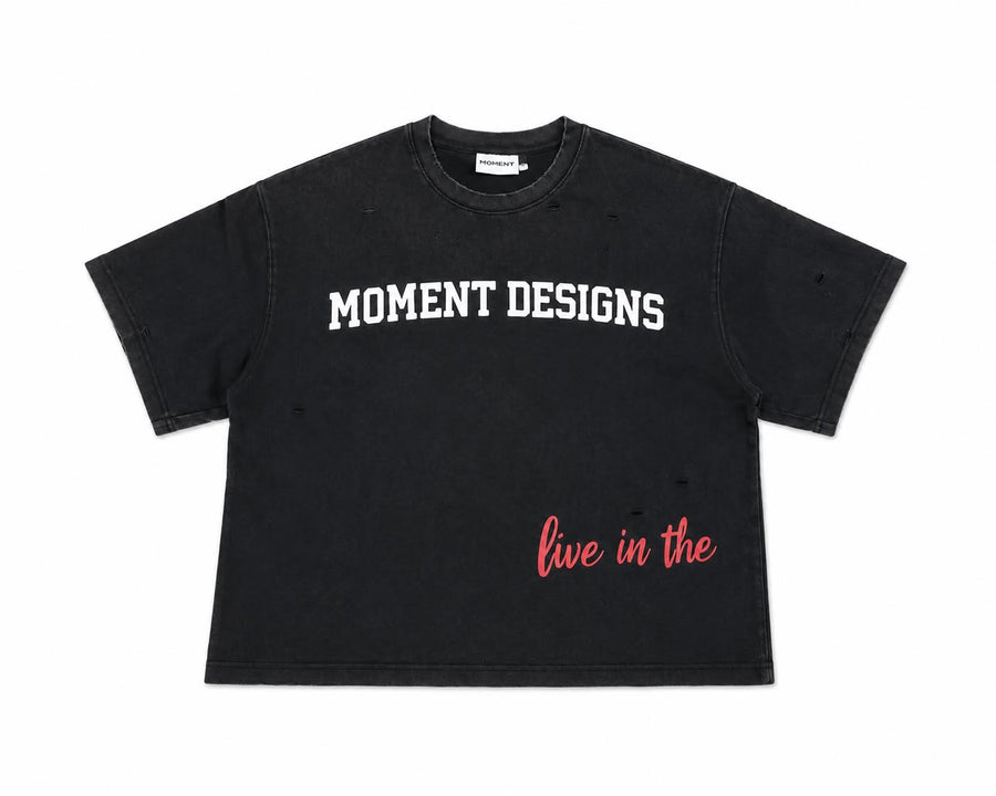 Moment Acid Washed Distressed Tee – Charcoal Black