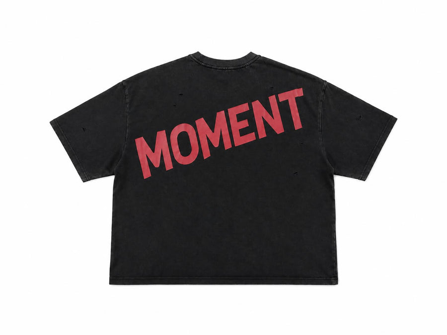 Moment Acid Washed Distressed Tee – Charcoal Black