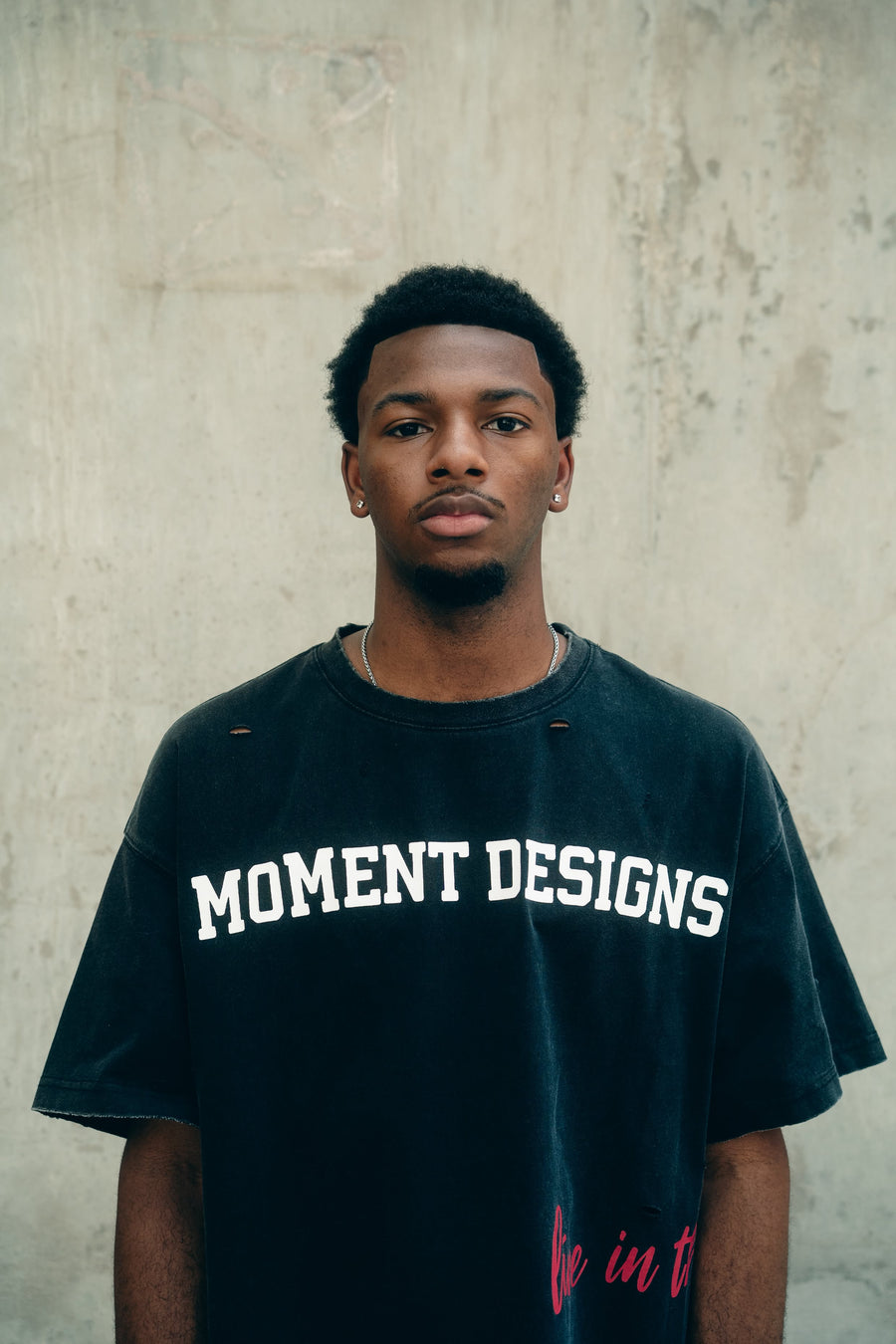 Moment Acid Washed Distressed Tee – Charcoal Black